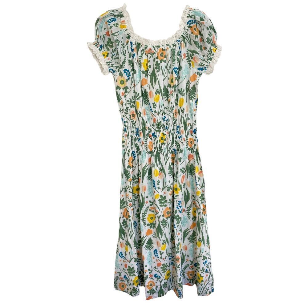 Olivia James The Label Josie Off The Shoulder Floral Puff Sleeve Midi Dress - Picture 4 of 11